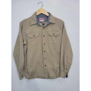 Wrangler Men's Tan Long Sleeve Button Up Shirt Comfort FLEX Quality Size S